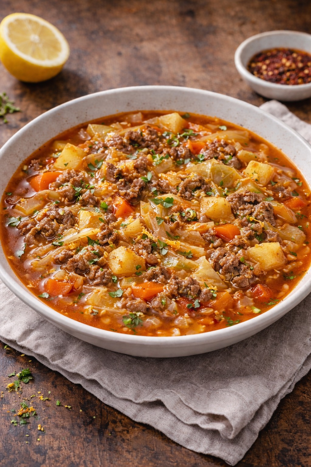 Cabbage beef soup