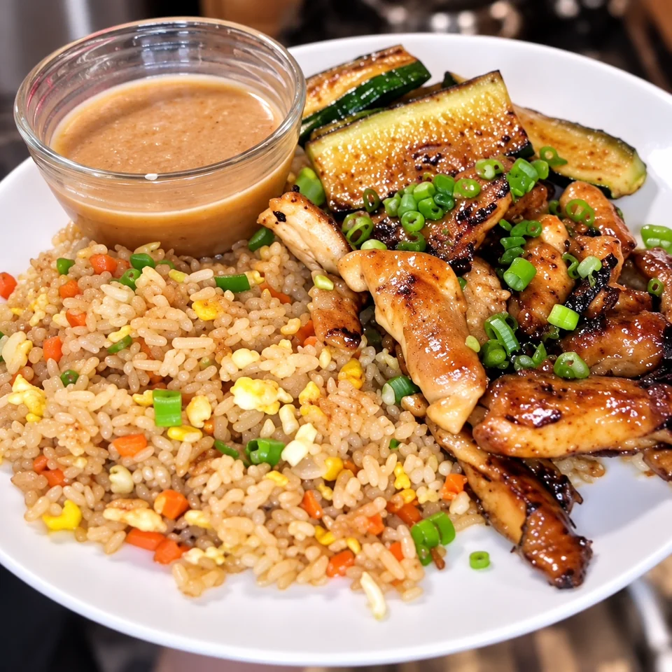 Scott’s hibachi chicken, fried rice and vegetables; AI-enhanced video still