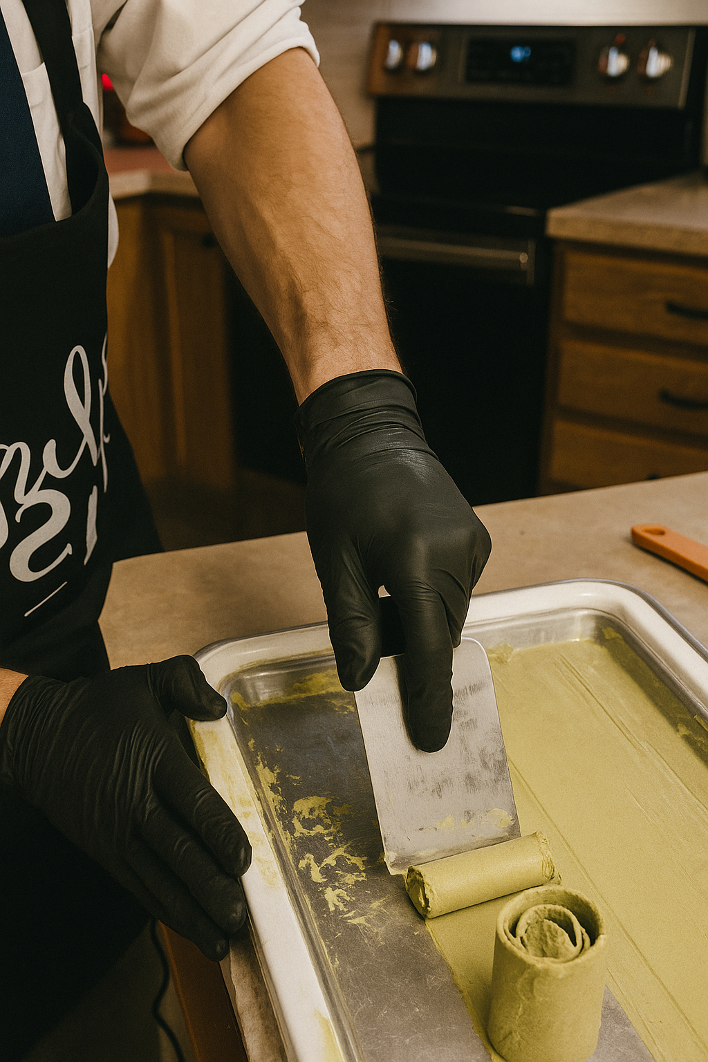 Scott preparing rolled ice cream during a BiteTalk cooking experience