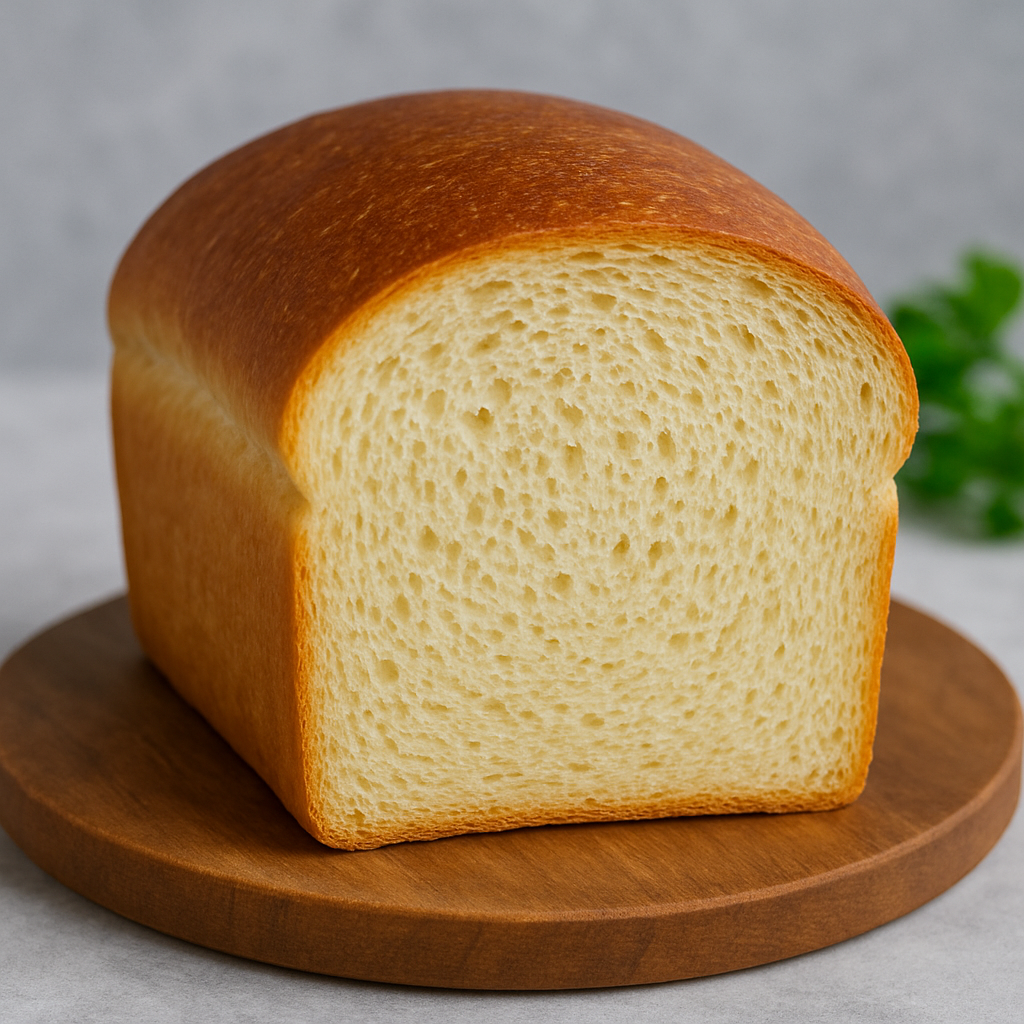 Golden loaf of homemade stuffing bread partially sliced on a board