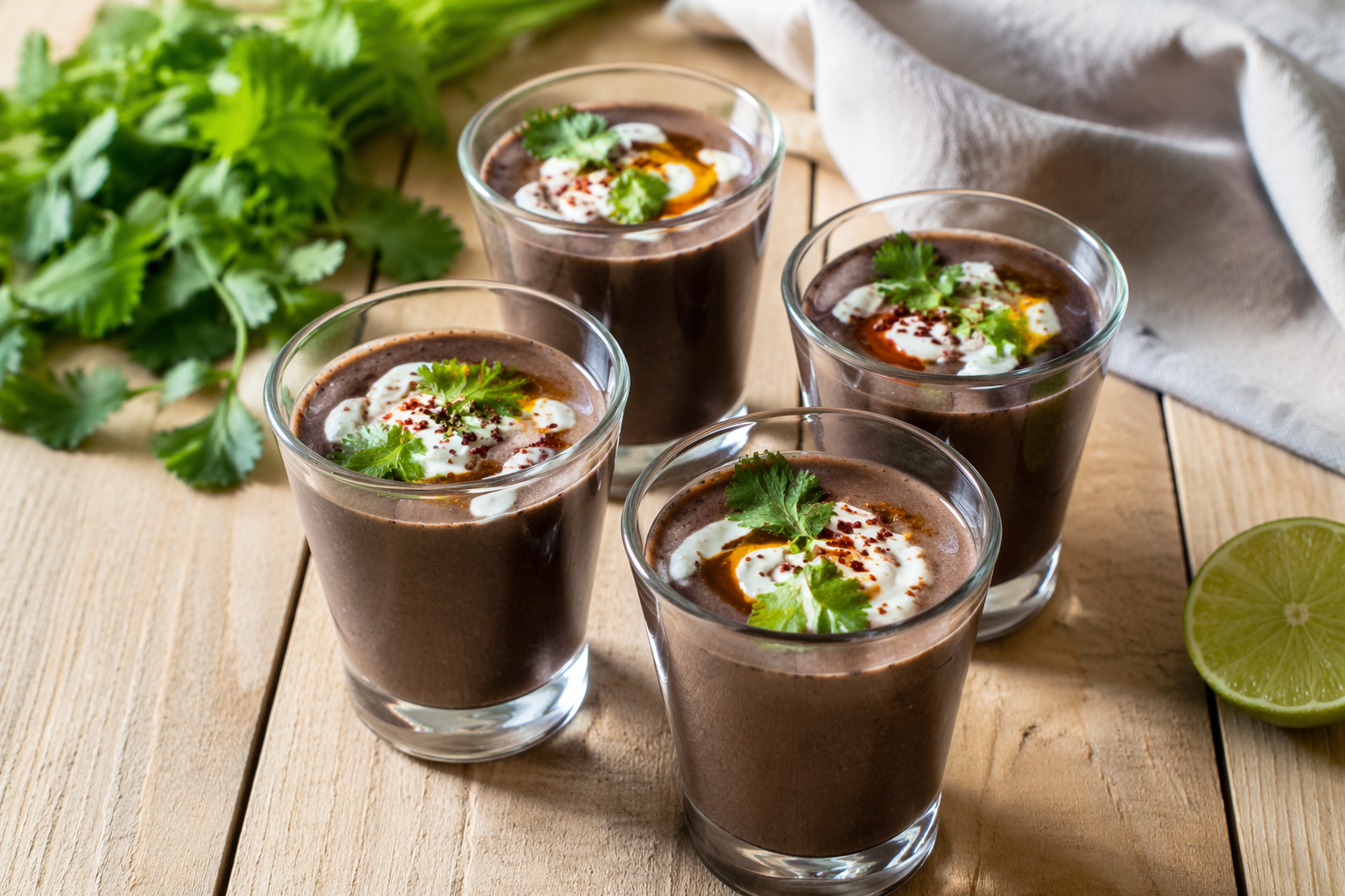 Velvety black bean shooters
